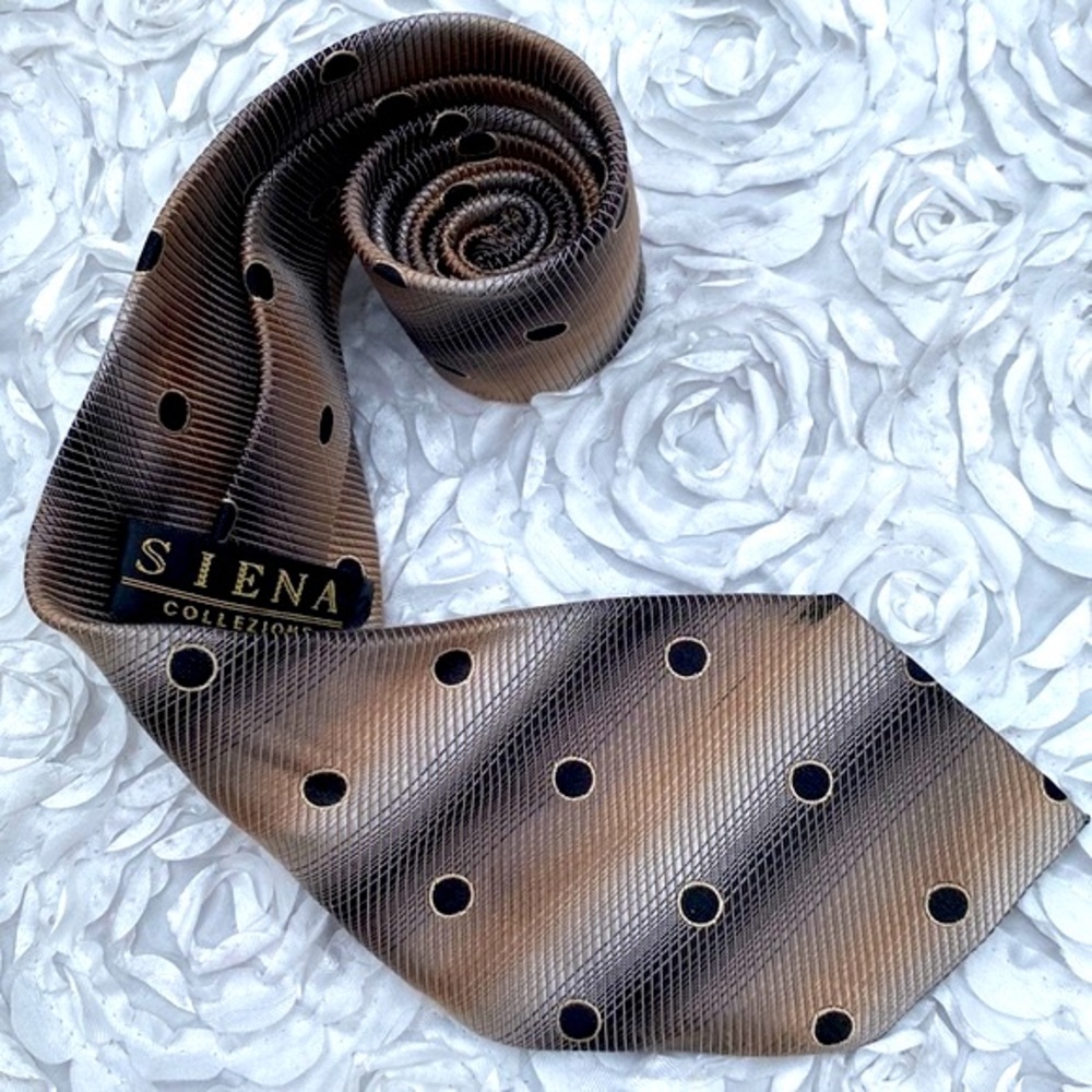 New Siena Collection mens silk striped and polka dot tie